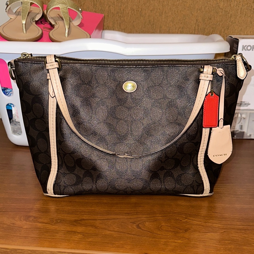 Coach Black and Tan Tote Bag